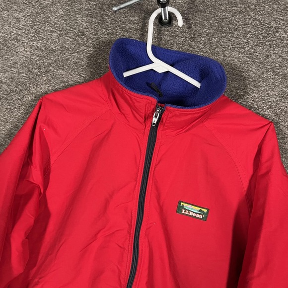 Vintage L.L.Bean Jacket Womens Medium Red Warm-up Fleece Lined Windbreaker 90s - Picture 9 of 13